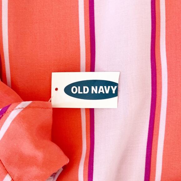 Old Navy Top Orange Purple Striped Ruffled Spaghetti Straps Crop Top Large NEW - Picture 7 of 12